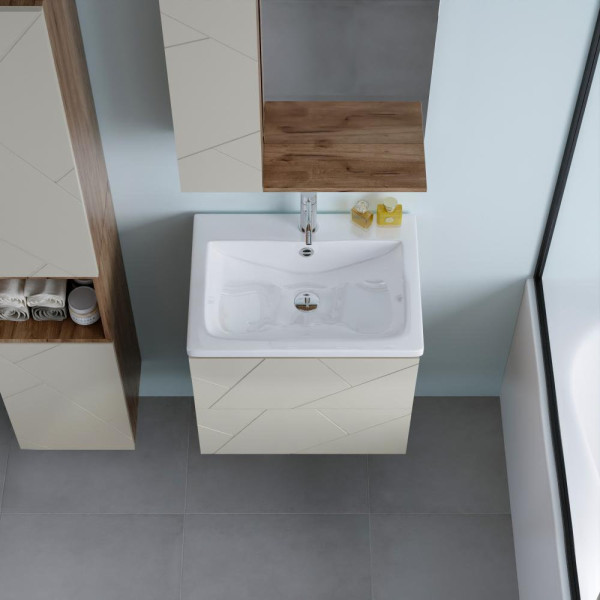 Тумба под раковину подвесная Бриклаер КРИСТАЛЛ латте, 60 см. Фото 5