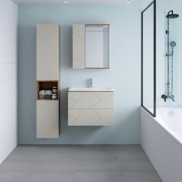 Тумба под раковину подвесная Бриклаер КРИСТАЛЛ латте, 70 см. Фото 3