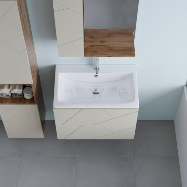 Тумба под раковину подвесная Бриклаер КРИСТАЛЛ латте, 70 см. Фото 5