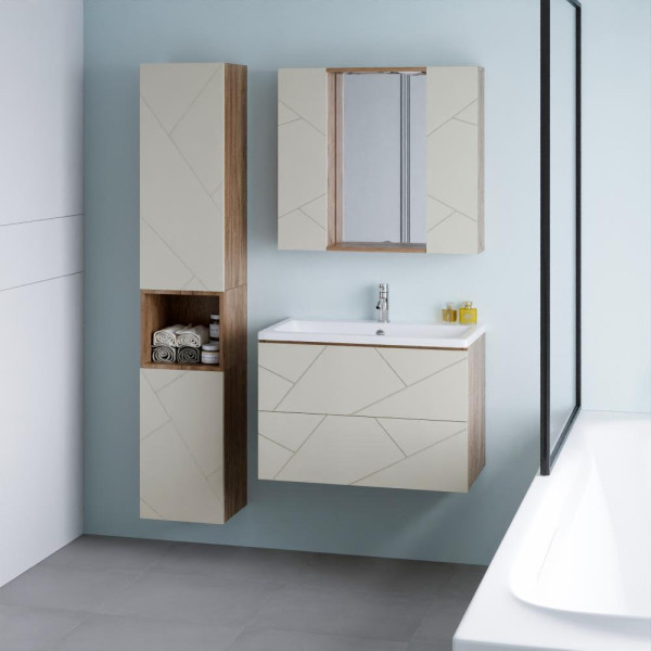 Тумба под раковину подвесная Бриклаер КРИСТАЛЛ латте, 80 см. Фото 3