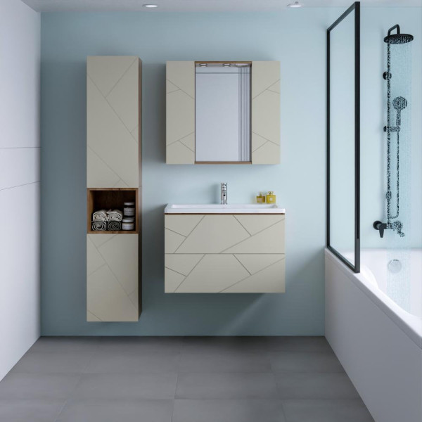 Тумба под раковину подвесная Бриклаер КРИСТАЛЛ латте, 80 см. Фото 4