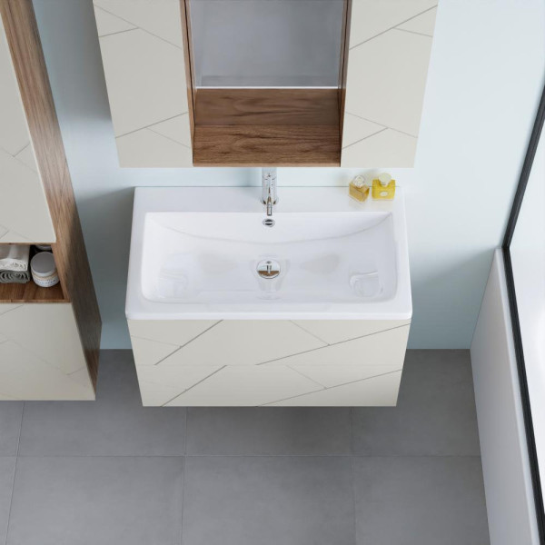 Тумба под раковину подвесная Бриклаер КРИСТАЛЛ латте, 80 см. Фото 5