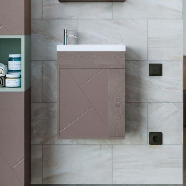 Тумба под раковину подвесная Бриклаер КРИСТАЛЛ ясень анкор темный/графит, 40 см. Фото 1