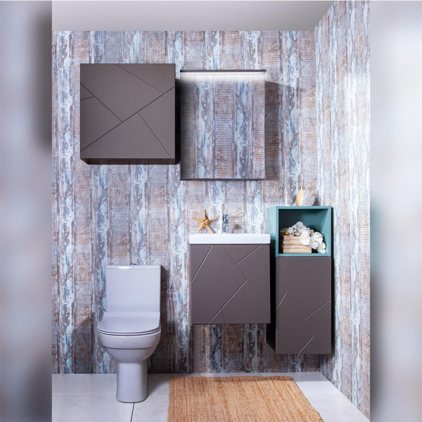 Тумба под раковину подвесная Бриклаер КРИСТАЛЛ ясень анкор темный/графит, 50 см. Фото 5