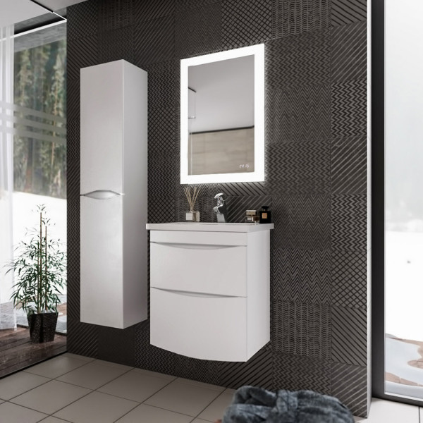 Тумба под раковину подвесная Бриклаер ВЕГА белый  с двумя ящиками, 60 см. Фото 4