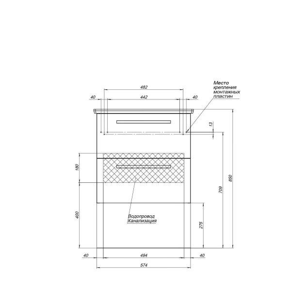Тумба под раковину подвесная Dreja Gio 60 см, дуб кантри. Фото 2