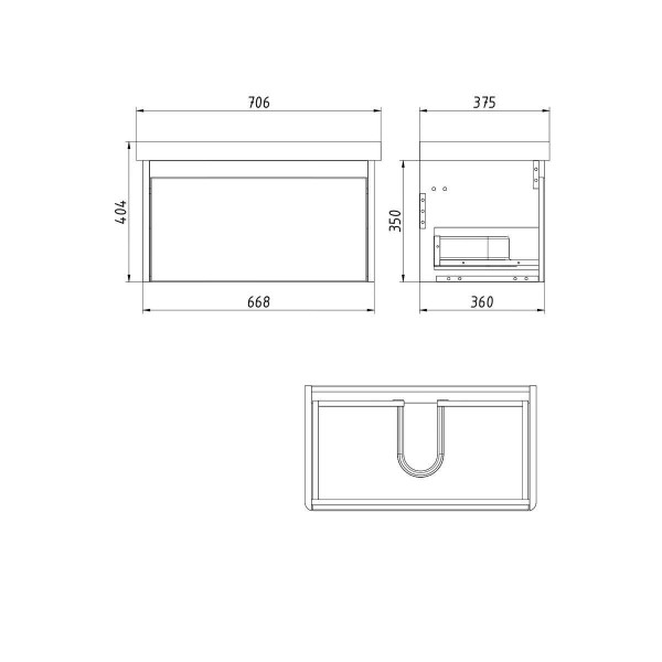 Тумба под раковину подвесная Dreja Luxury 70 см, серый базальт. Фото 2