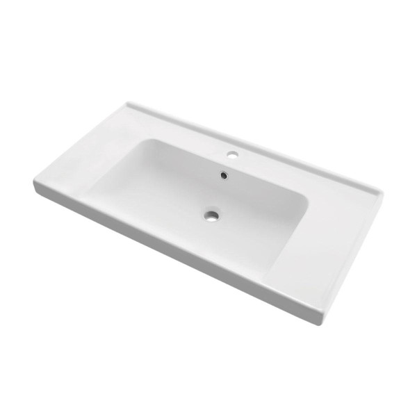 Тумба под раковину подвесная Dreja Perfecto 90 см, дуб эврика/белый. Фото 5