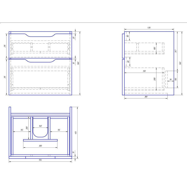 Тумба под раковину подвесная Dreja Q 60 см, белый. Фото 2
