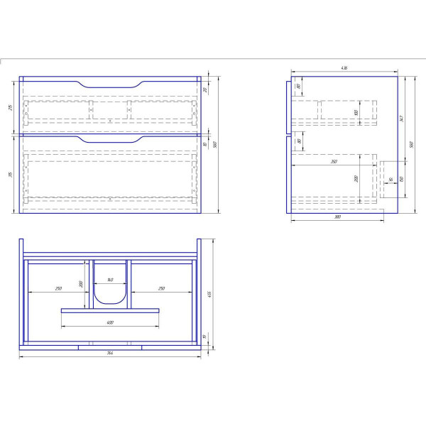 Тумба под раковину подвесная Dreja Q 80 см, белый. Фото 2