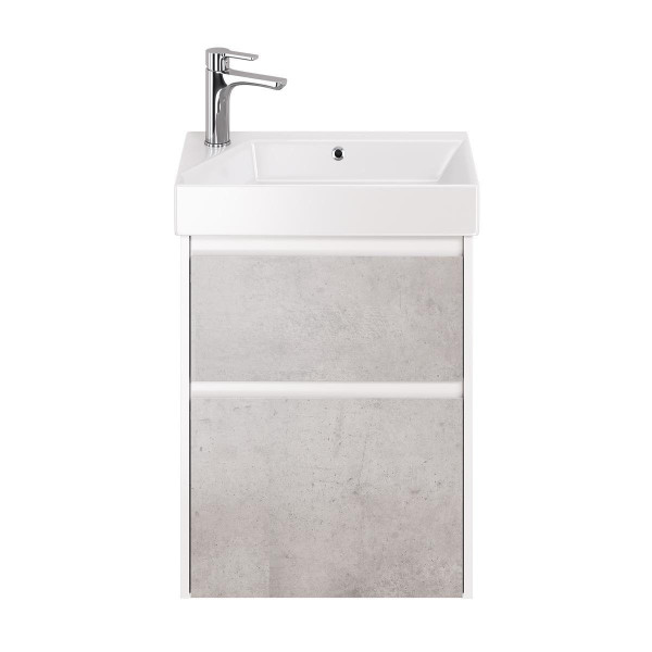 Тумба под раковину подвесная Dreja Slim 55 см, белый/бетон. Фото 3
