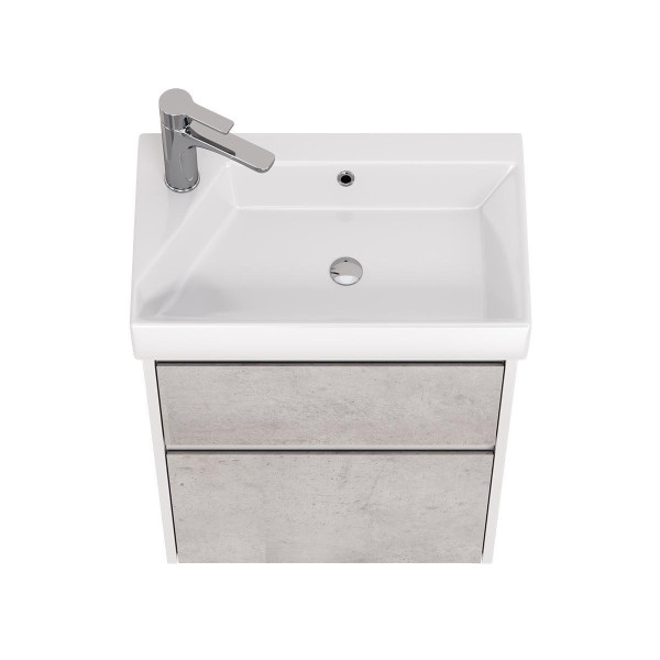 Тумба под раковину подвесная Dreja Slim 55 см, белый/бетон. Фото 4