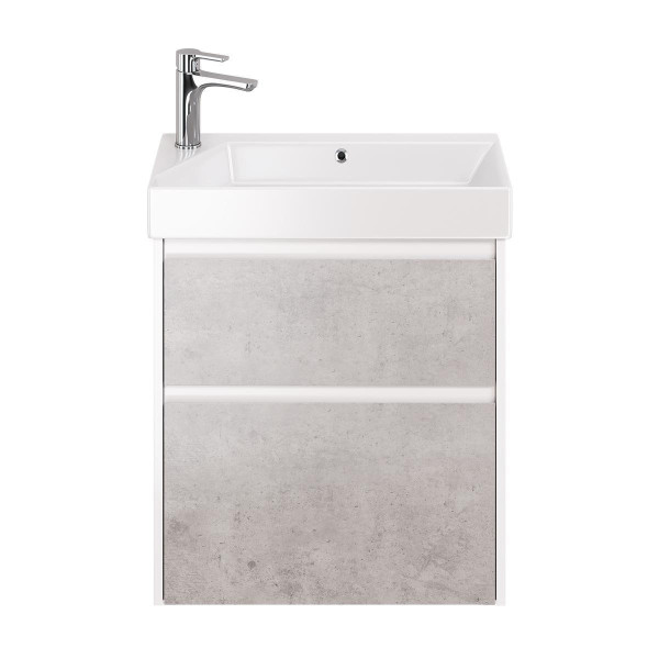 Тумба под раковину подвесная Dreja Slim 65 см, белый/бетон. Фото 3
