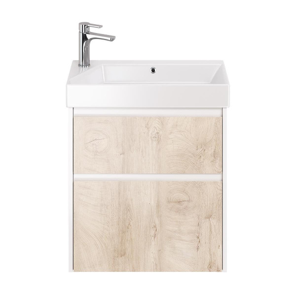 Тумба под раковину подвесная Dreja Slim 65 см, белый/дуб кантри. Фото 3