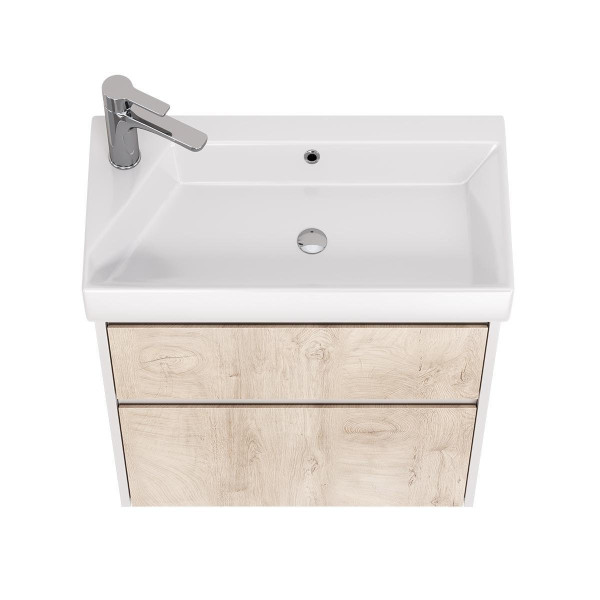 Тумба под раковину подвесная Dreja Slim 65 см, белый/дуб кантри. Фото 4