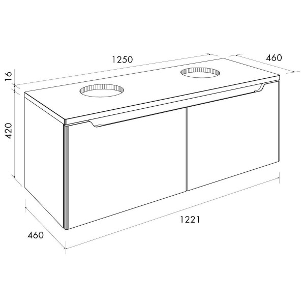Тумба под раковину подвесная Dreja W 125 см, белый. Фото 2