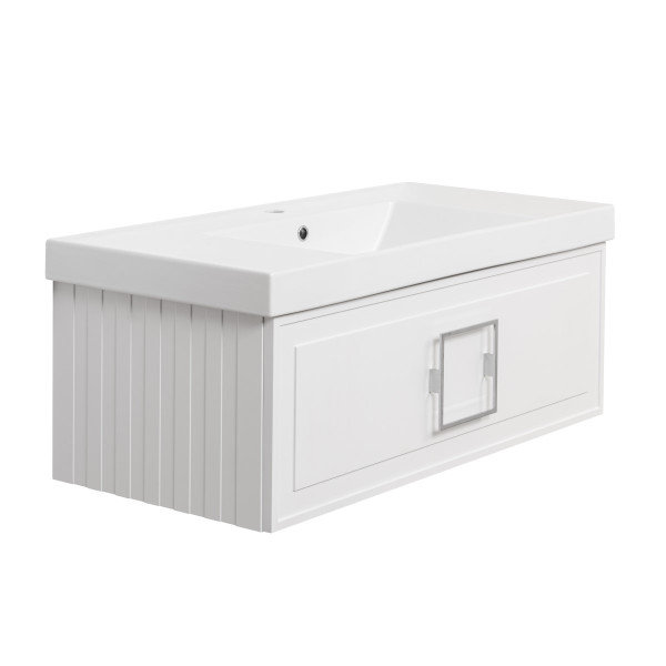 Тумба под раковину подвесная La Fenice Cubo FNC-01-CUB-B-100, белая. Фото 1