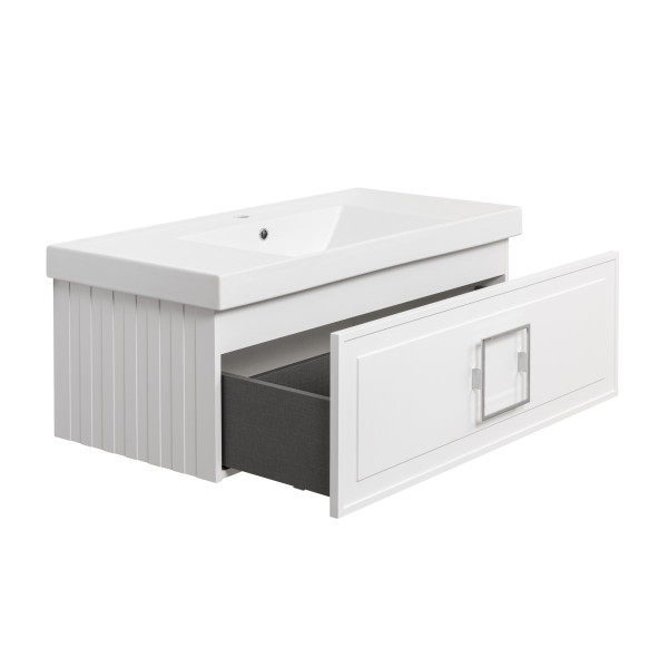 Тумба под раковину подвесная La Fenice Cubo FNC-01-CUB-B-100, белая. Фото 6