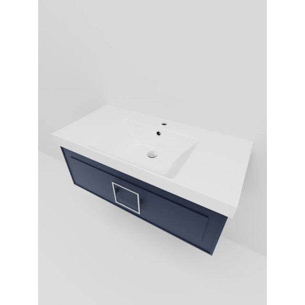 Тумба под раковину подвесная La Fenice Cubo FNC-01-CUB-BG-100, синяя. Фото 4