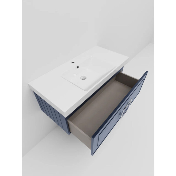 Тумба под раковину подвесная La Fenice Cubo FNC-01-CUB-BG-100, синяя. Фото 5