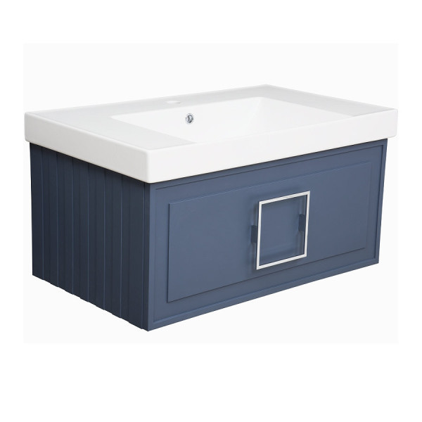 Тумба под раковину подвесная La Fenice Cubo FNC-01-CUB-BG-80, синяя. Фото 1