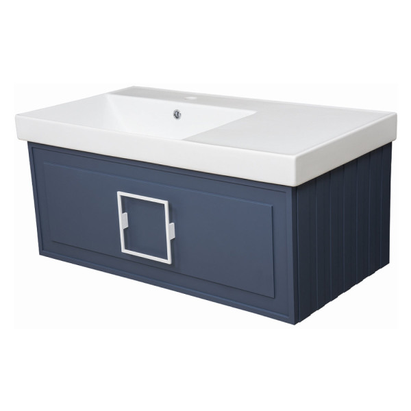 Тумба под раковину подвесная La Fenice Cubo FNC-01-CUB-BG-90, синяя. Фото 1