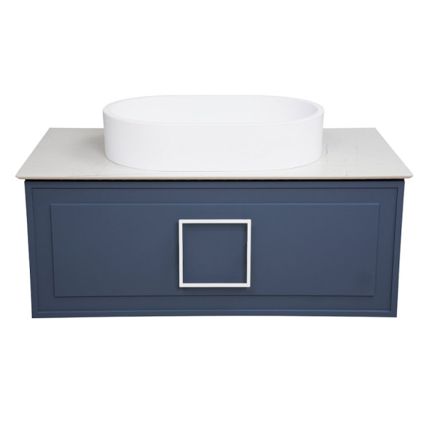 Тумба под раковину подвесная La Fenice Cubo FNC-01-CUB-BG-90, синяя. Фото 4