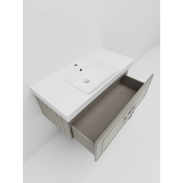 Тумба под раковину подвесная La Fenice Cubo FNC-01-CUB-C-100, бежевая. Фото 5