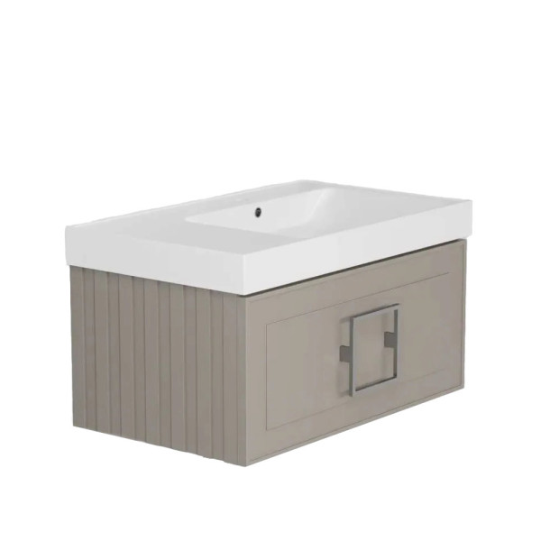 Тумба под раковину подвесная La Fenice Cubo FNC-01-CUB-C-80, бежевая. Фото 1