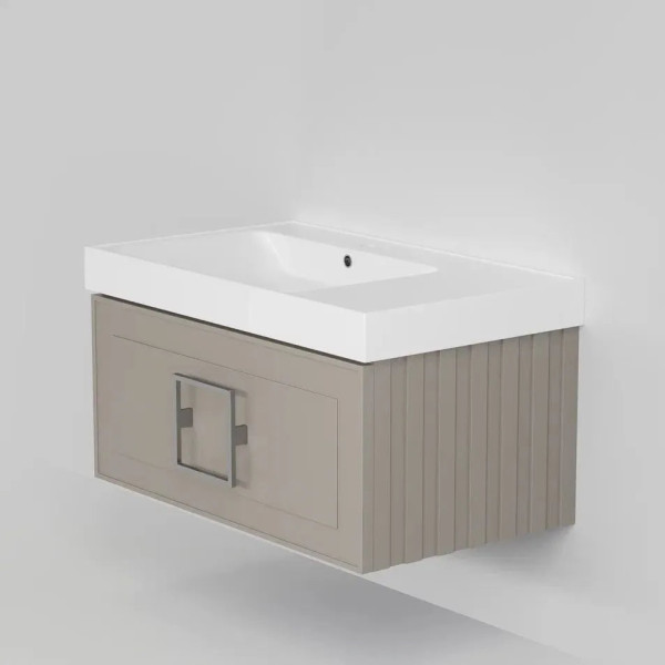 Тумба под раковину подвесная La Fenice Cubo FNC-01-CUB-C-80, бежевая. Фото 3