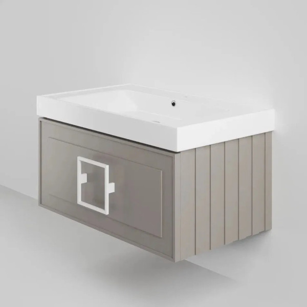 Тумба под раковину подвесная La Fenice Cubo FNC-01-CUB-C-80, бежевая. Фото 4