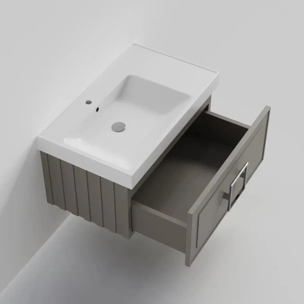 Тумба под раковину подвесная La Fenice Cubo FNC-01-CUB-C-80, бежевая. Фото 5