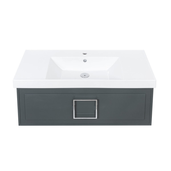 Тумба под раковину подвесная La Fenice Cubo FNC-01-CUB-G-100, серо-зеленая. Фото 8