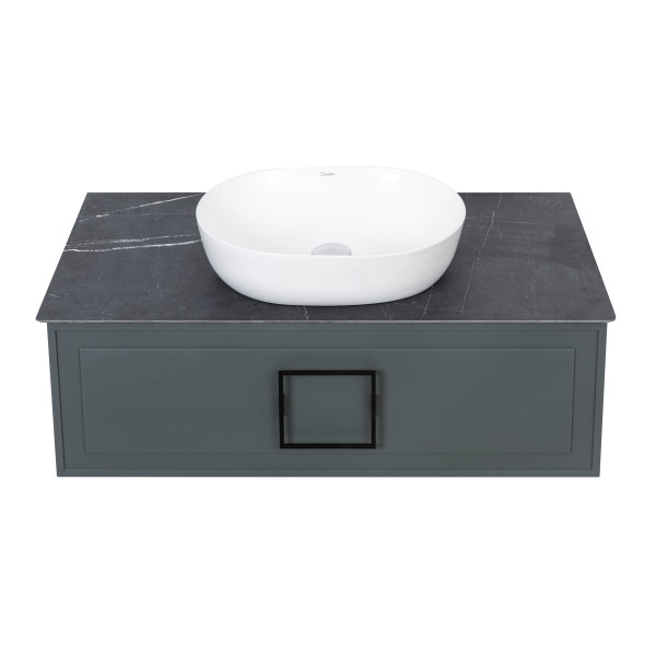 Тумба под раковину подвесная La Fenice Cubo FNC-01-CUB-G-100, серо-зеленая. Фото 9