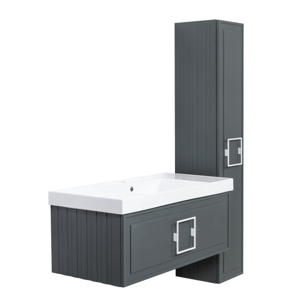 Тумба под раковину подвесная La Fenice Cubo FNC-01-CUB-G-100, серо-зеленая. Фото 10