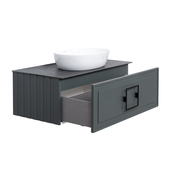 Тумба под раковину подвесная La Fenice Cubo FNC-01-CUB-G-80, серо-зеленая. Фото 6