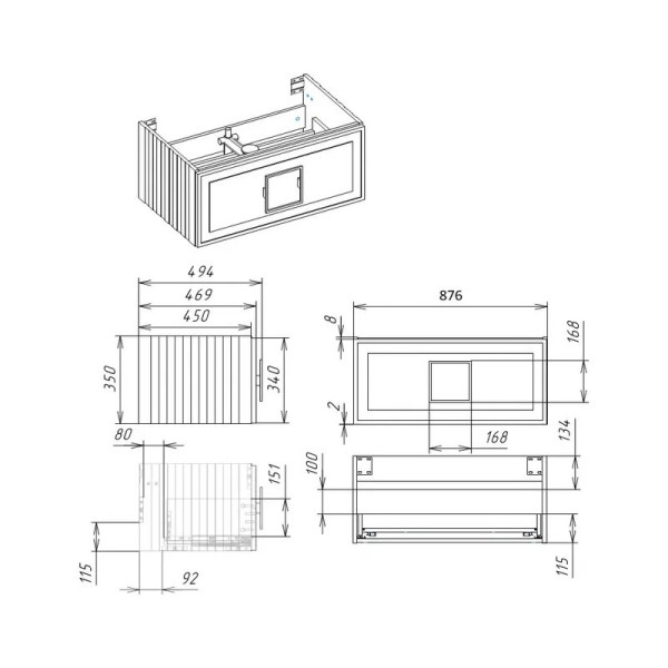 Тумба под раковину подвесная La Fenice Cubo FNC-01-CUB-С-90, бежевая. Фото 2