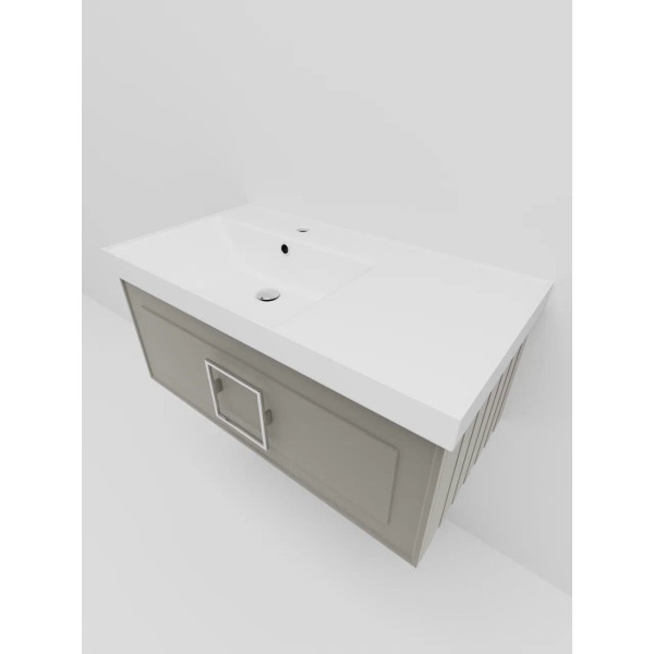 Тумба под раковину подвесная La Fenice Cubo FNC-01-CUB-С-90, бежевая. Фото 4