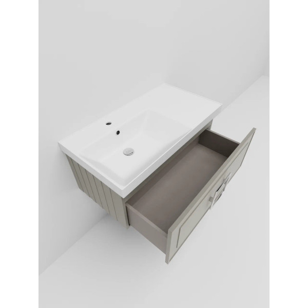 Тумба под раковину подвесная La Fenice Cubo FNC-01-CUB-С-90, бежевая. Фото 5