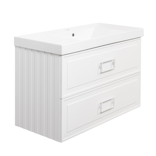 Тумба под раковину подвесная La Fenice Cubo TWIN FNC-01-CUB-B-100-2, белая. Фото 1