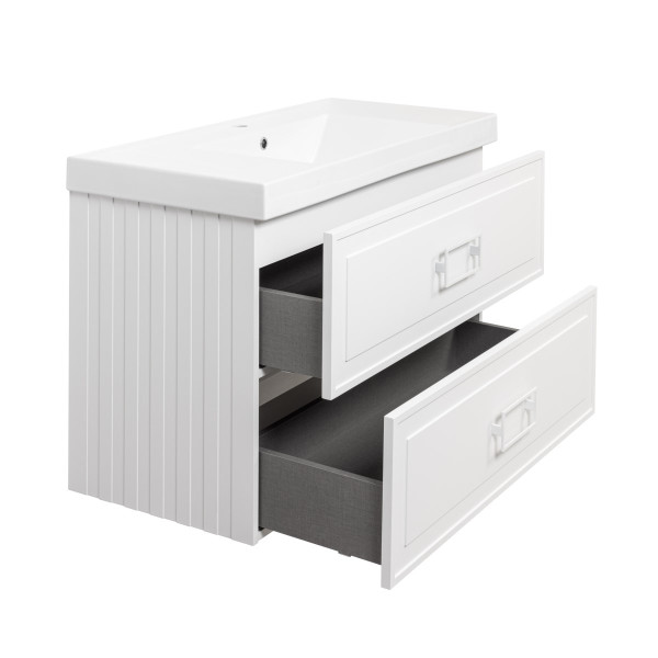 Тумба под раковину подвесная La Fenice Cubo TWIN FNC-01-CUB-B-100-2, белая. Фото 6