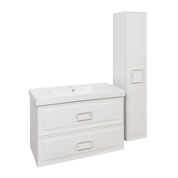 Тумба под раковину подвесная La Fenice Cubo TWIN FNC-01-CUB-B-100-2, белая. Фото 10