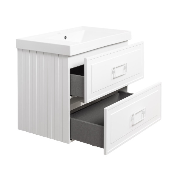 Тумба под раковину подвесная La Fenice Cubo TWIN FNC-01-CUB-B-80-2, белая. Фото 6