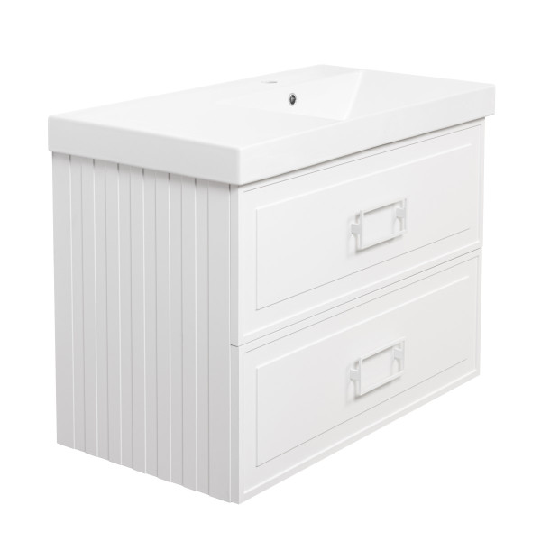 Тумба под раковину подвесная La Fenice Cubo TWIN FNC-01-CUB-B-90-2, белая. Фото 1