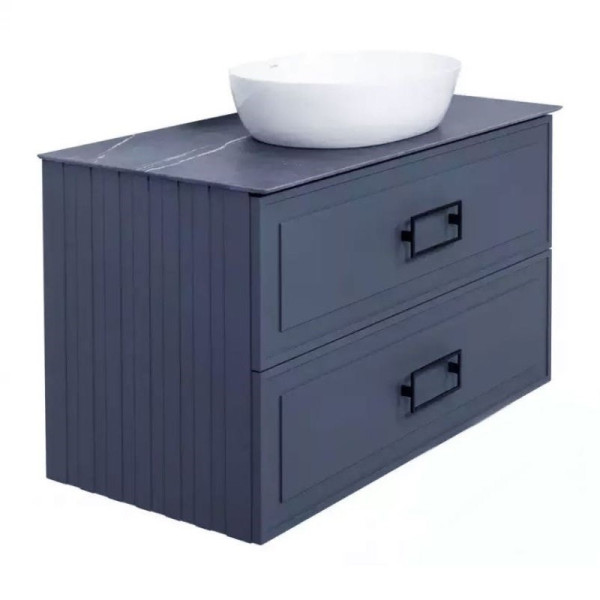 Тумба под раковину подвесная La Fenice Cubo TWIN FNC-01-CUB-BG-100-2, синяя. Фото 1