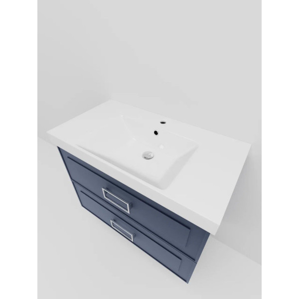 Тумба под раковину подвесная La Fenice Cubo TWIN FNC-01-CUB-BG-80-2, синяя. Фото 4