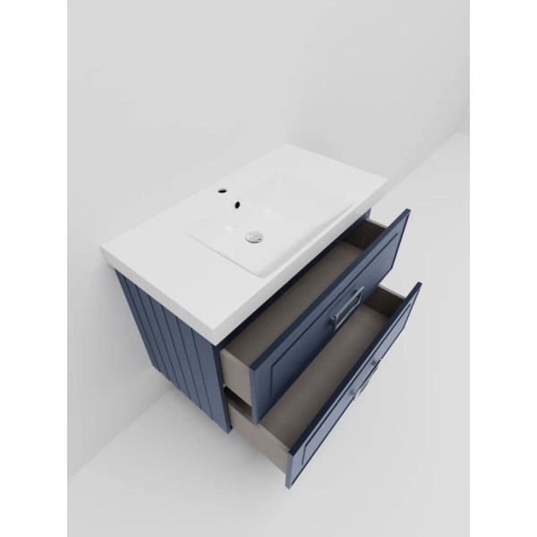 Тумба под раковину подвесная La Fenice Cubo TWIN FNC-01-CUB-BG-80-2, синяя. Фото 5