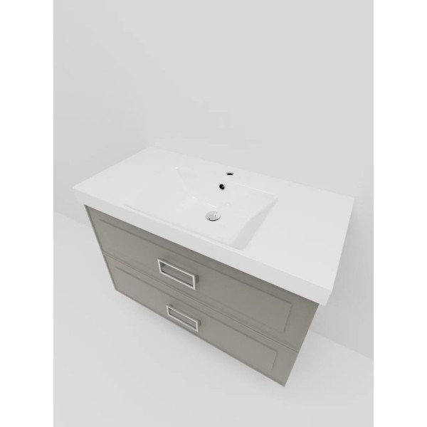 Тумба под раковину подвесная La Fenice Cubo TWIN FNC-01-CUB-C-100-2, бежевая. Фото 4