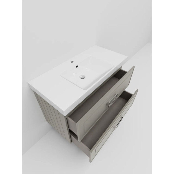 Тумба под раковину подвесная La Fenice Cubo TWIN FNC-01-CUB-C-100-2, бежевая. Фото 5