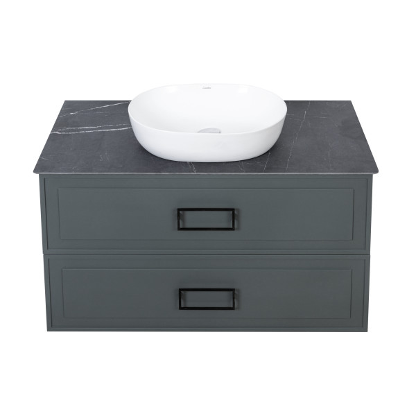 Тумба под раковину подвесная La Fenice Cubo TWIN FNC-01-CUB-G-100-2, серо-зеленая. Фото 9